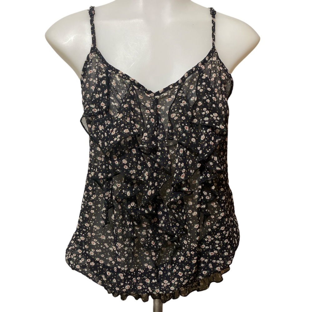 Ditsy Foral Y2K Teenbell Black Sheer Floral Top Dark Romantic